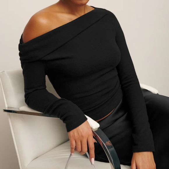 Zara Sweaters - ZARA - Black Off-the-Shoulder Long Sleeve Top